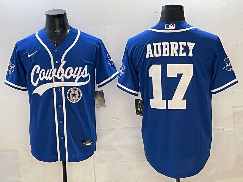 Men 2025 Nike Dallas Cowboys #17 Aubrey blue Joint Name Limited NFL Jersey 02